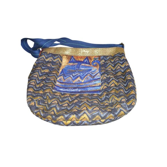 Laurel Burch Azul Crossbody Bag LB5361 With Cat Design & Adjustable Strap - Picture 4 of 10